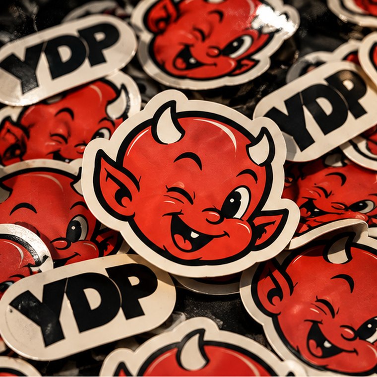 YDP mascot sticker stack concept, concept mockup